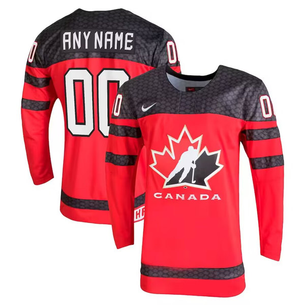 Men's Canada Custom Red Stitched Jersey