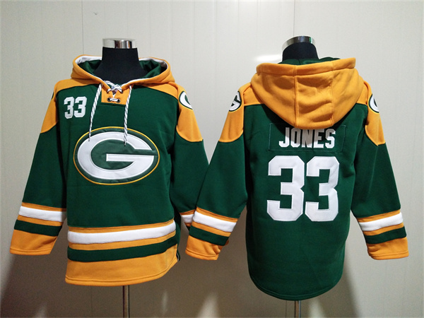Men's Green Bay Packers Customized Green Lace-Up Pullover Hoodie (Check description if you want Women or Youth size)
