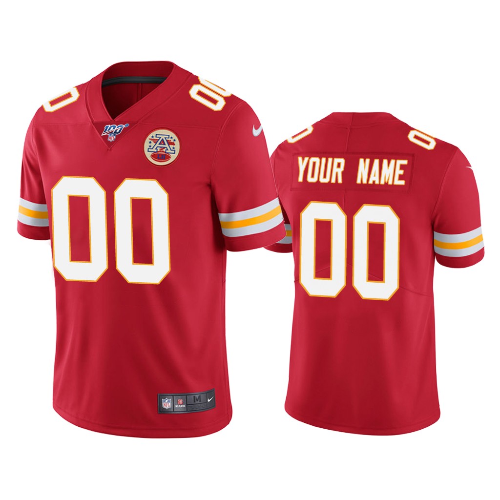 Men's Kansas City Chiefs Customized Red Team Color Vapor Untouchable Limited Stitched NFL 100th Season Jersey (Check description if you want Women or Youth size)