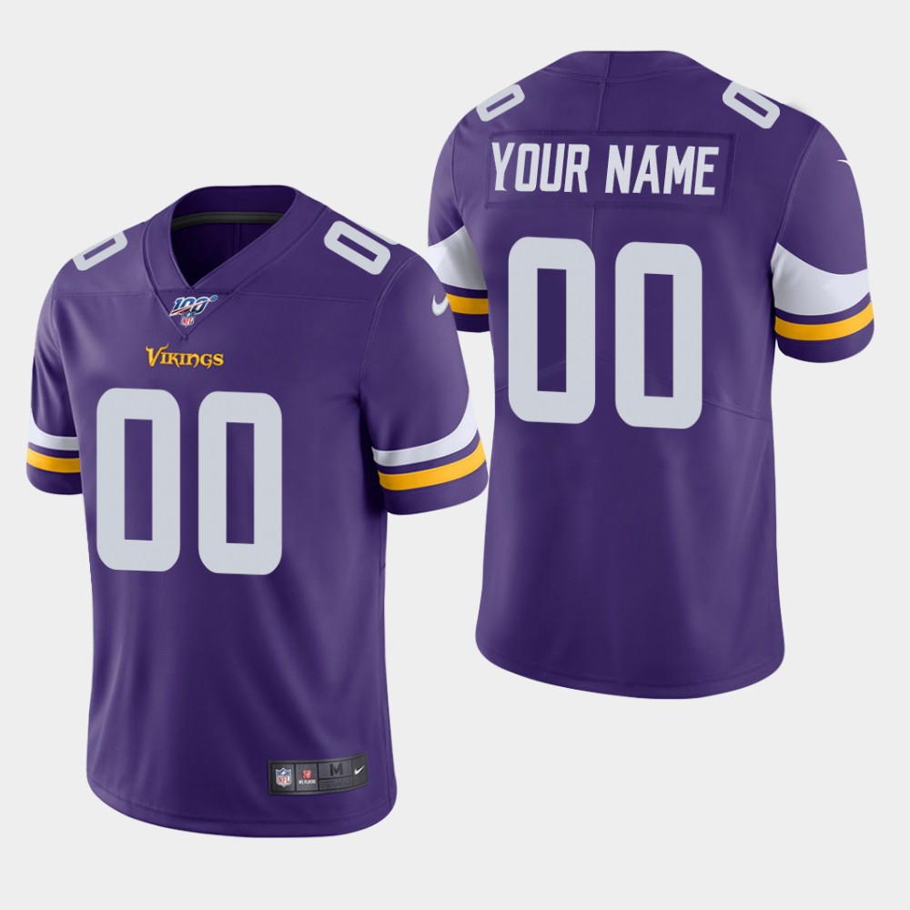 Men's Minnesota Vikings Customized Purple Team Color Vapor Untouchable Limited Stitched NFL 100th Season Jersey (Check description if you want Women or Youth size)