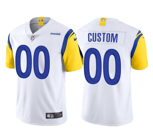 Youth Rams ACTIVE PLAYER Custom 2020 New White Vapor Untouchable Limited Stitched Jersey