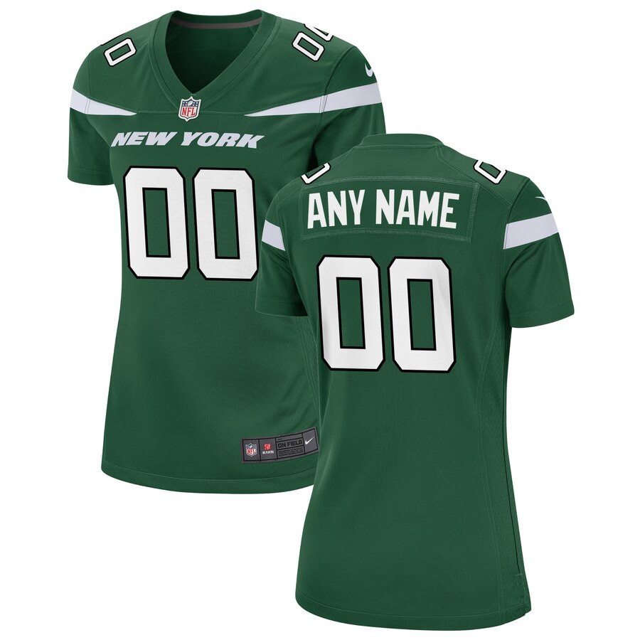 Women's New York Jets Customized Green Game NFL Stitched Limited Jersey