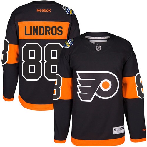 Men's Philadelphia Flyers Orange Custom Name Number Black 2017 Stadium Series Stitched Jersey