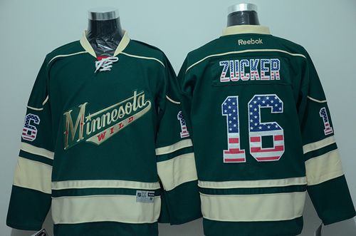 Men's Minnesota Wild Custom Name Number Size Green USA Flag Fashion Stitched Jersey