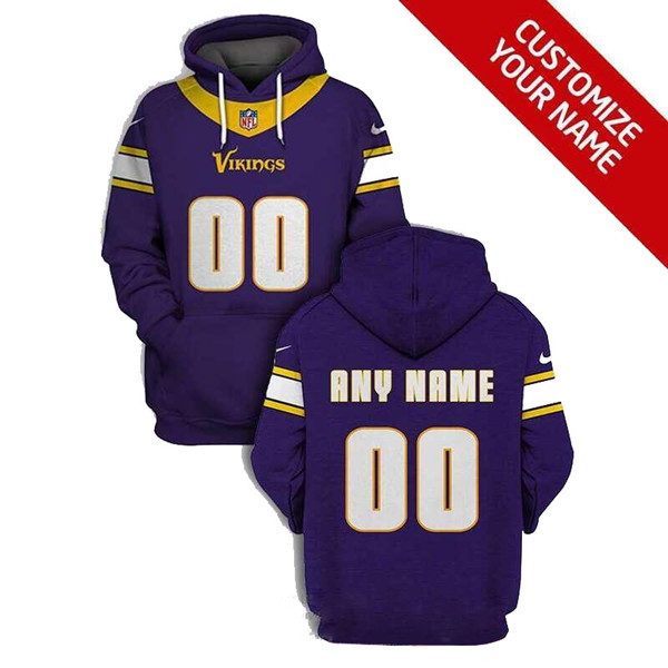 Men's Minnesota Vikings Customized Purple To Service Sideline Performance Pullover NFL Hoodie (Check description if you want Women or Youth size)