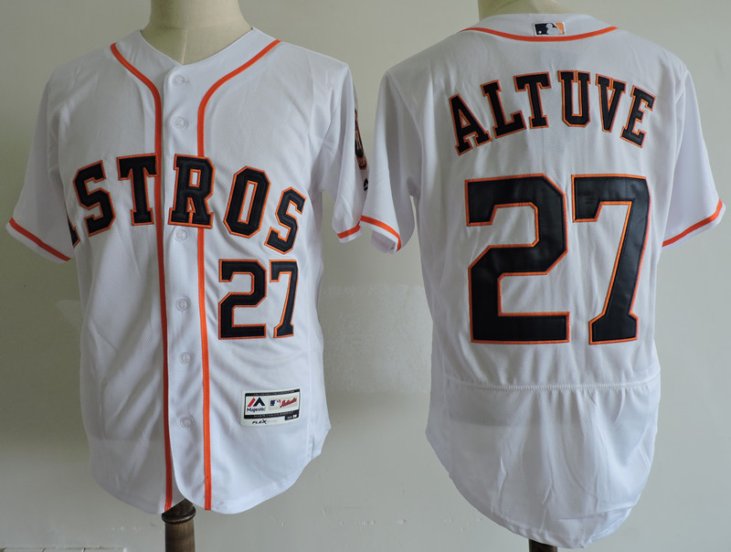 Men's Houston Astros #27 Jose Altuve White Elite Stitched MLB Jersey