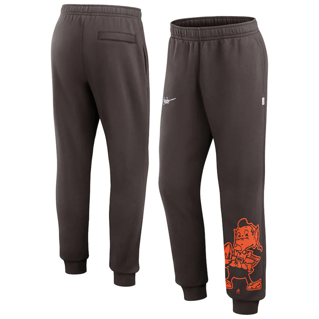 Men's Cleveland Browns Brown Chop Block Fleece Sweatpants 01 [NikeNFL ...