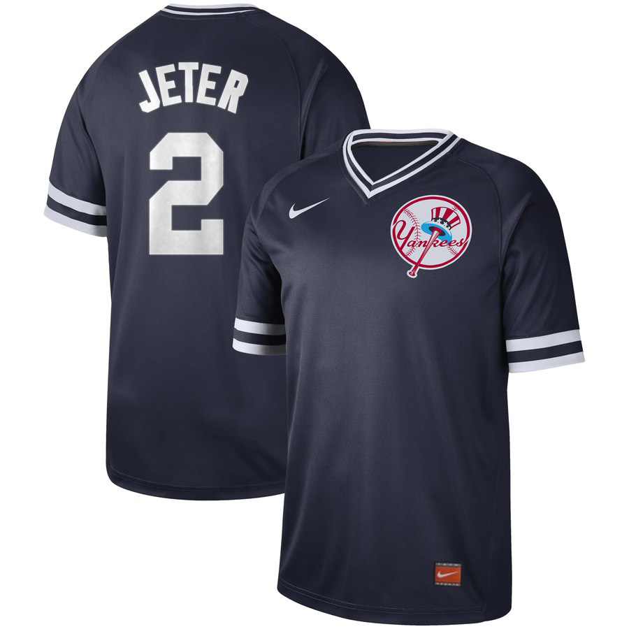 Men's New York Yankees #2 Derek Jeter Navy Cooperstown Legend Collection Stitched MLB Jersey
