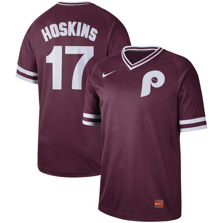 Men's Philadelphia Phillies #17 Rhys Hoskins Maroon Cooperstown Collection Legend Stitched MLB Jersey