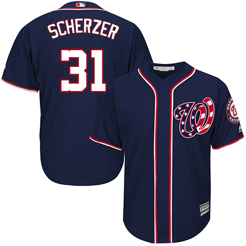 Men's Washington Nationals #31 Max Scherzer Navy Cool Base Stitched MLB Jersey