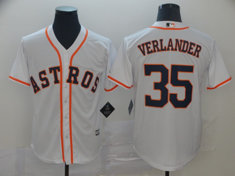 Men's Houston Astros #35 Justin Verlander White Cool Base Stitched MLB Jersey