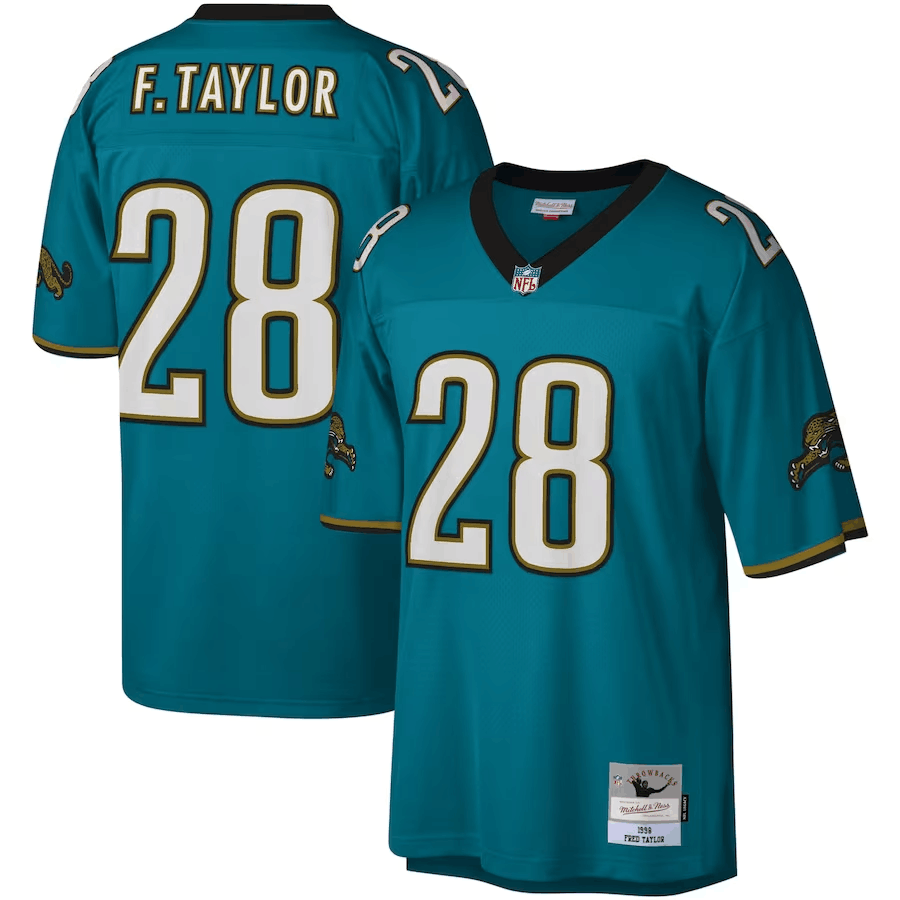 Men's Jacksonville Jaguars #28 Fred Taylor Teal Mitchell & Ness Legacy Jersey