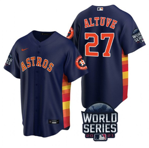 Men's Houston Astros #27 Jose Altuve 2021 Navy World Series Cool Base Stitched Baseball Jersey