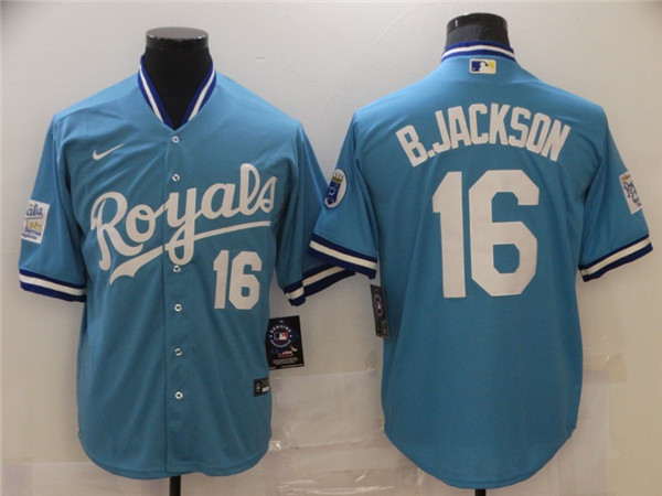 Men's Kansas City Royals #16 Bo Jackson Light Blue Stitched MLB Jersey