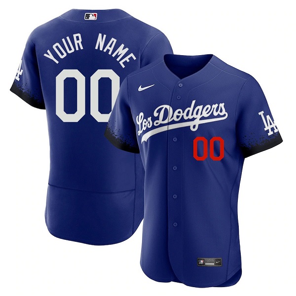 Men's Los Angeles Dodgers Active Player Custom Royal 2021 City Connect Flex Base Stitched Jersey