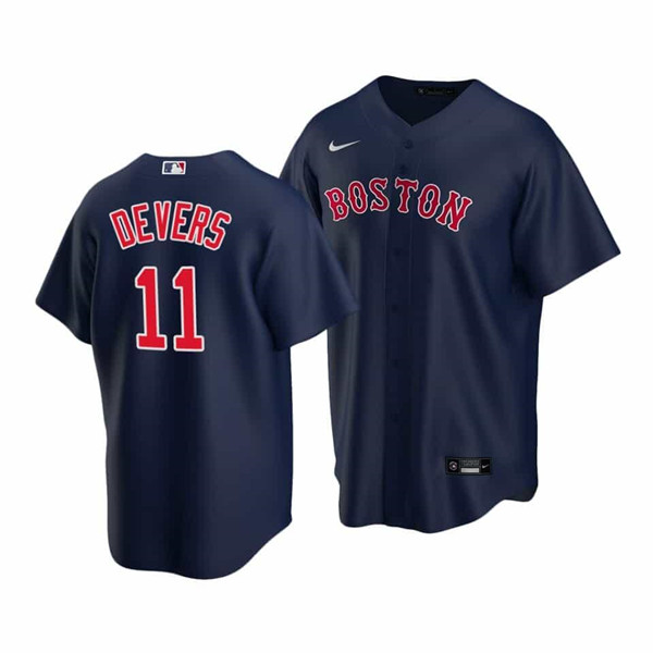 Men's Boston Red Sox #11 Rafael Devers Navy Stitched Baseball Jersey