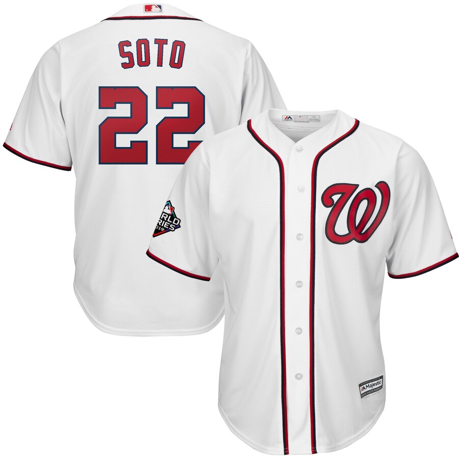 Men's Washington Nationals #22 Juan Soto Majestic White 2019 World Series Bound Cool Base Stitched MLB Jersey