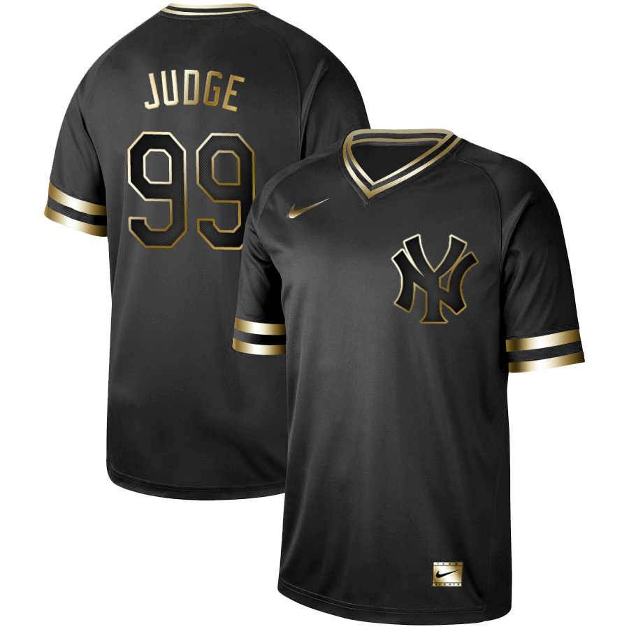 Men's New York Yankees #99 Aaron Judge Black Gold Stitched MLB Jersey