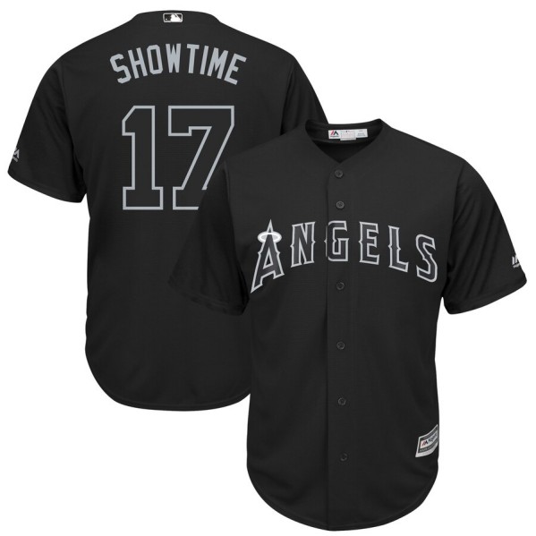 Men's Los Angeles Angels #17 Shohei Ohtani "Showtime" Majestic Black 2019 Players' Weekend Player Stitched MLB Jersey