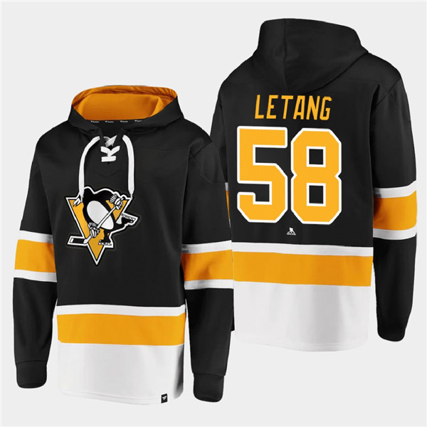 Men's Pittsburgh Penguins #58 Kris Letang Black All Stitched Sweatshirt Hoodie