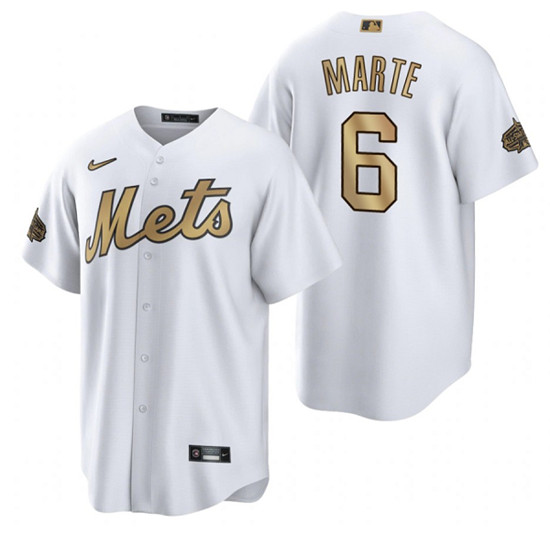 Men's New York Mets #6 Starling Marte 2022 All-Star White Cool Base ...