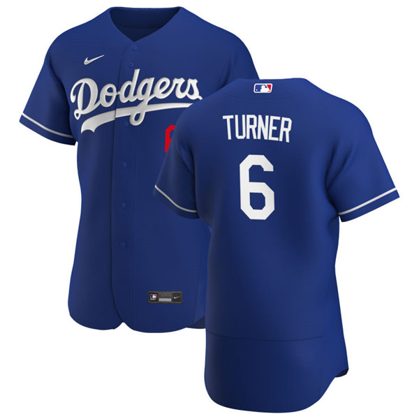 Men's Los Angeles Dodgers #6 Trea Turner Royal Flex Base Stitched Jersey