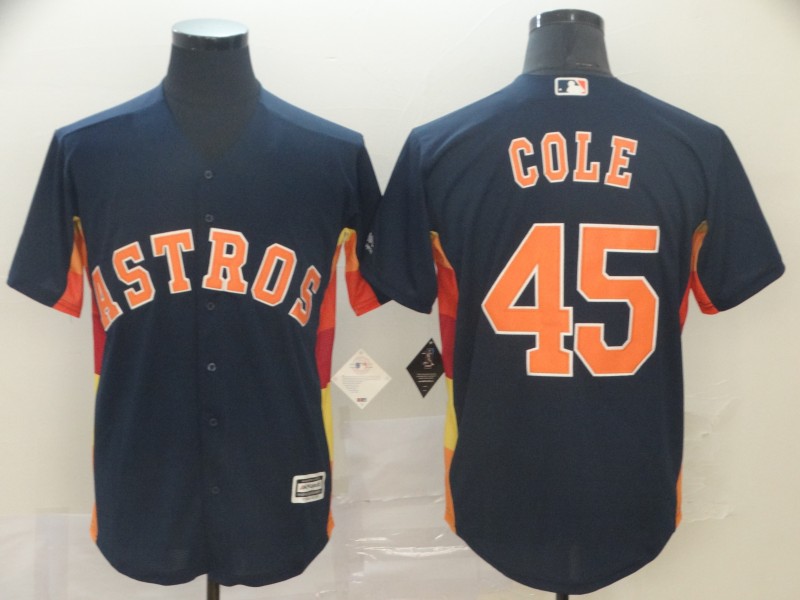 Men's Houston Astros #45 Gerrit Cole Navy Cool Base Stitched MLB Jersey