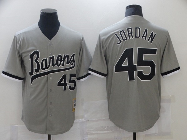 Men's Birmingham Barons #45 Michael Jordan Gray Cool Base Stitched Jersey
