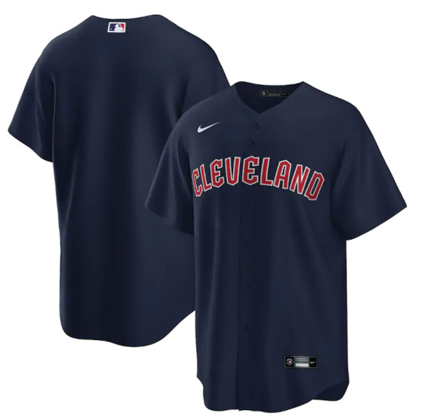 Men's Cleveland Guardians Navy Cool Base Stitched Baseball Jersey