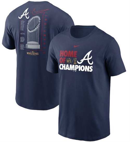 Men's Atlanta Braves 2021 Navy World Series Champions Just Roster T-Shirt