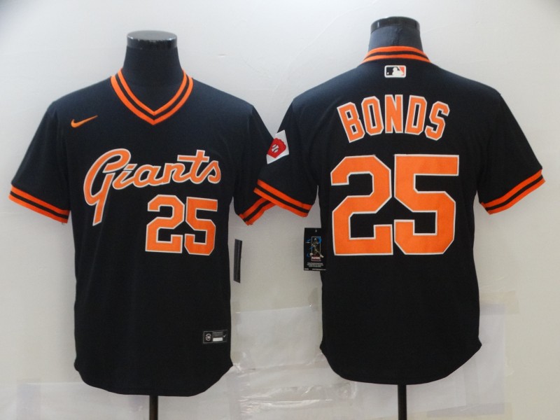 Men's San Francisco Giants #25 Barry Bonds Black Cool Base Stitched MLB Jersey