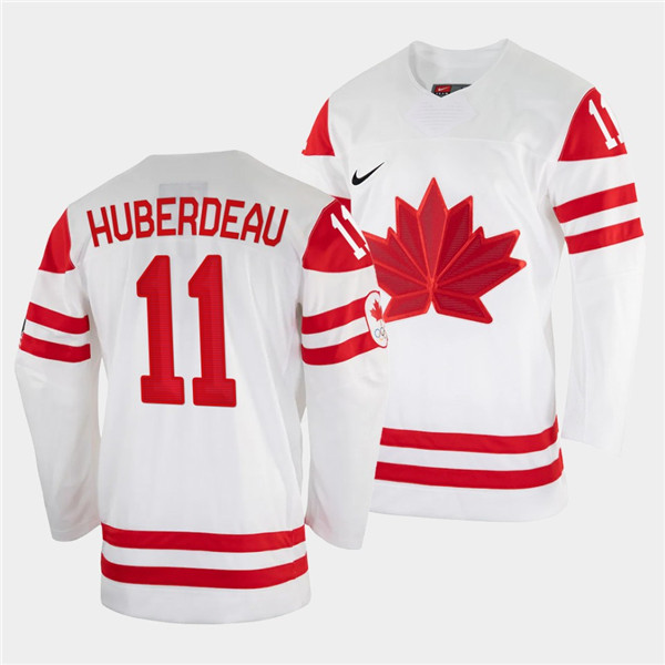 Men's Canada Hockey #11 Jonathan Huberdeau 2022 Beijing Winter Olympic White Stitched Jersey
