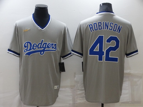 Men's Los Angeles Dodgers #42 Jackie Robinson Gray Stitched Baseball Jersey