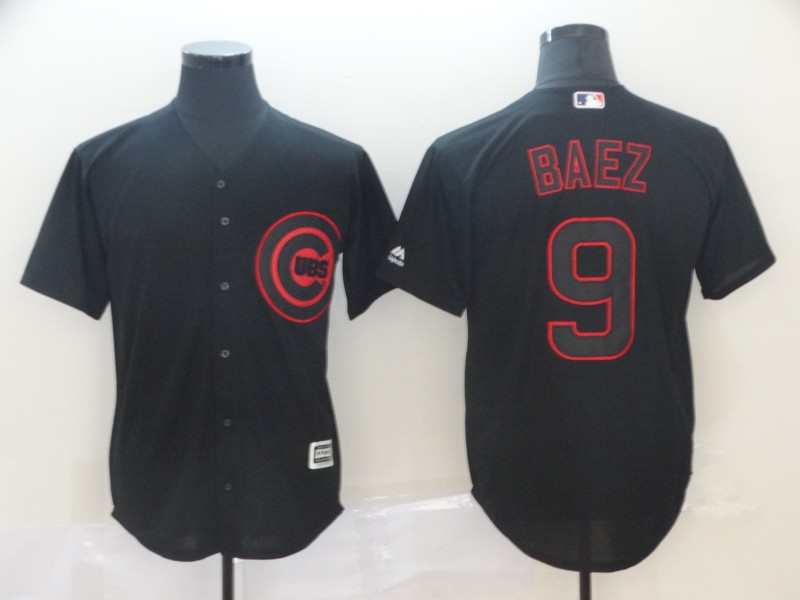 Men's Chicago Cubs #9 Javier Baez Black Lights Out Stitched MLB Jersey