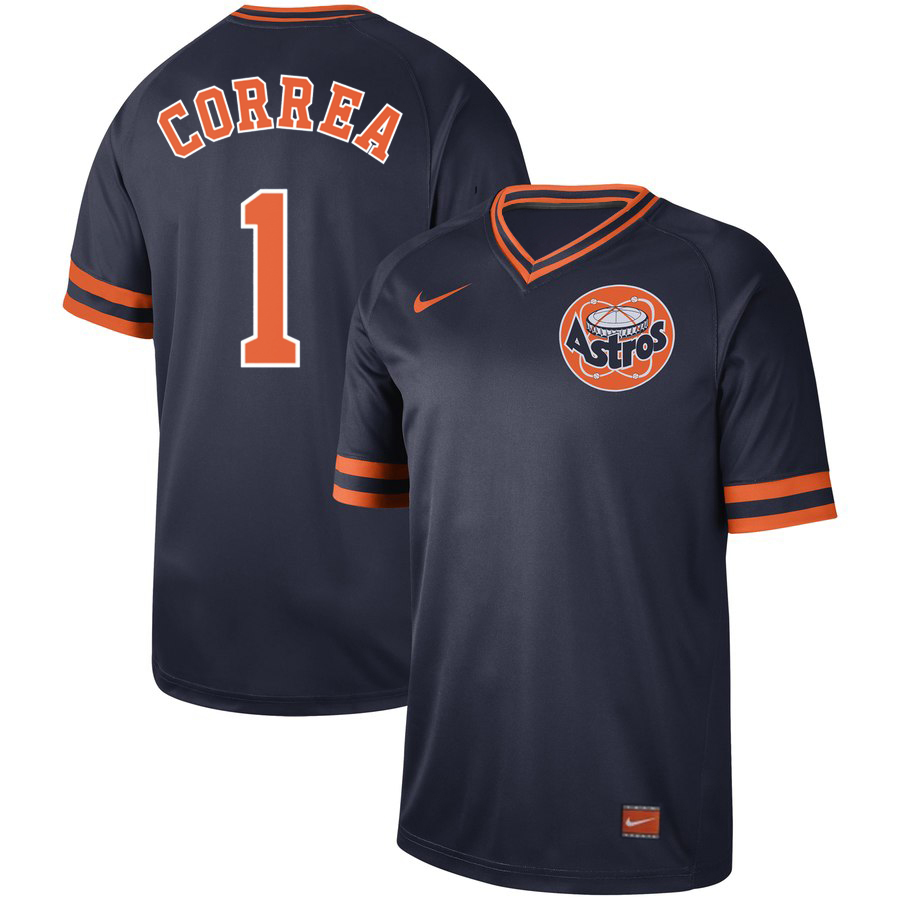 Men's Houston Astros #1 Carlos Correa Navy Cooperstown Collection Legend Stitched MLB Jersey