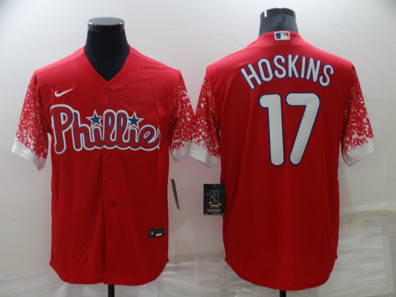 Men's Philadelphia Phillies #17 Rhys Hoskins Red City Connect Cool Base Stitched Jersey