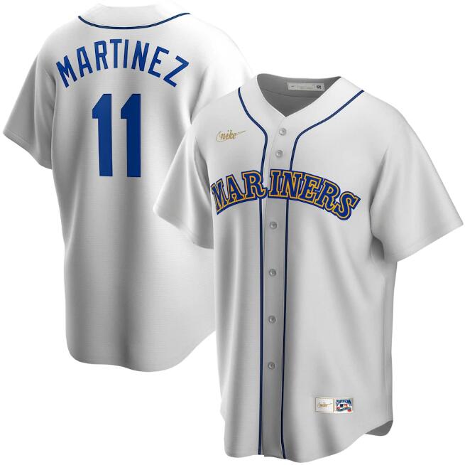 Men's Seattle Mariners White #11 Edgar Martinez Cool Base Stitched MLB Jersey