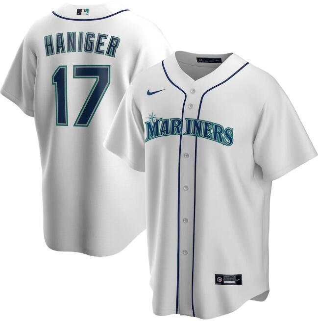 Men's Seattle Mariners White #17 Mitch Haniger Cool Base Stitched MLB Jersey