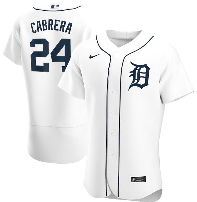 Men's Detroit Tigers White #24 Miguel Cabrera Flex Base Stitched MLB Jersey