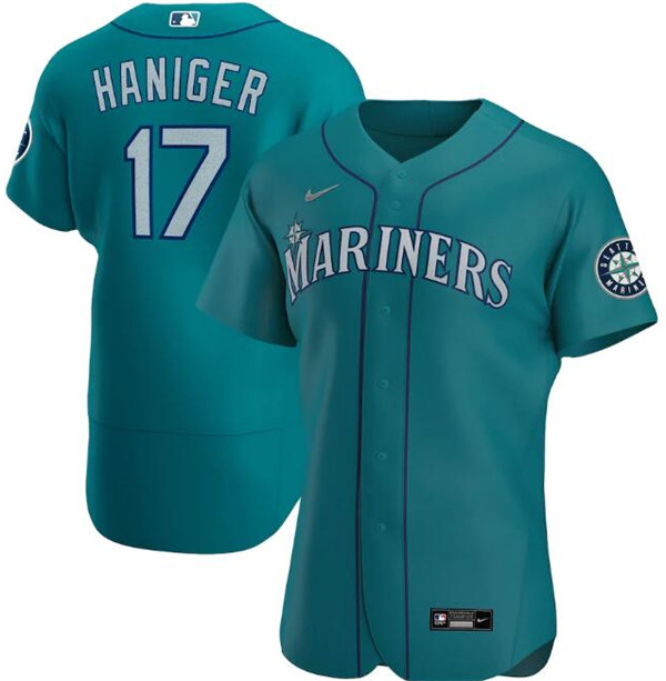 Men's Seattle Mariners Aqua #17 Mitch Haniger Flex Base MLB Jersey