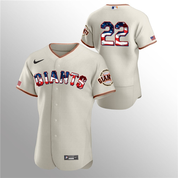 Men's San Francisco Giants Cream #22 Will Clark 2020 Stars & Stripes Flex Base Stitched MLB Jersey