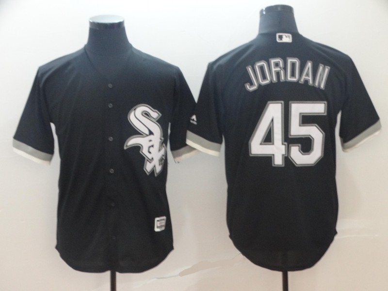 Men's Chicago White Sox Blank #45 Michael Jordan Black Cool Base Stitched MLB Jersey
