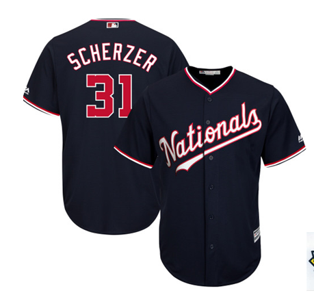 Men's Washington Nationals #31 Max Scherzer Majestic Navy 2019 Cool Base Stitched MLB Jersey