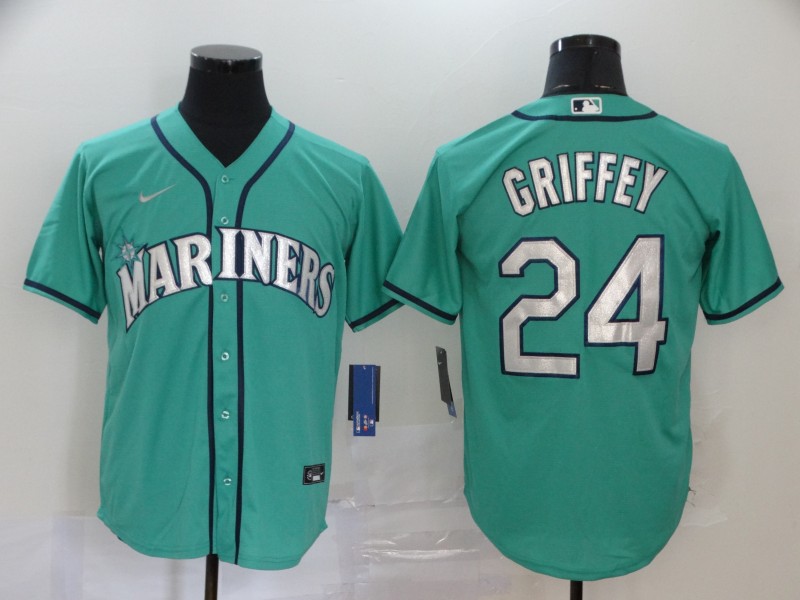 Men's Seattle Mariners #24 Ken Griffey Aqua Cool Base Stitched MLB Jersey