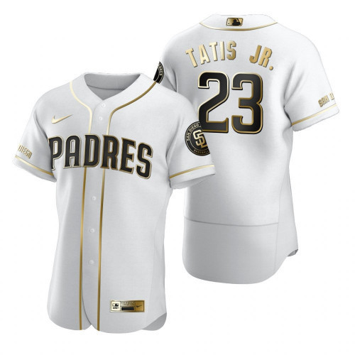 Men's San Diego Padres #23 Fernando Tatis Jr. 2020 White Golden Stitched MLB Jersey