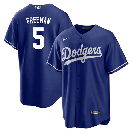 Men's Los Angeles Dodgers #5 Freddie Freeman Royal Cool Base Stitched Baseball Jersey