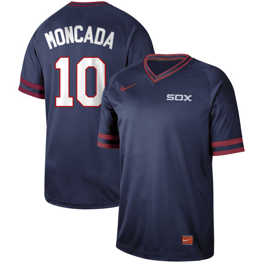 Men's Chicago White Sox #10 Yoán Moncada Navy Cooperstown Collection Legend Stitched MLB Jersey