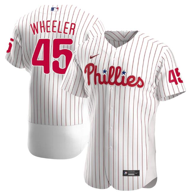 Men's Philadelphia Phillies White#45 Zack Wheeler Flex Base Stitched MLB Jersey