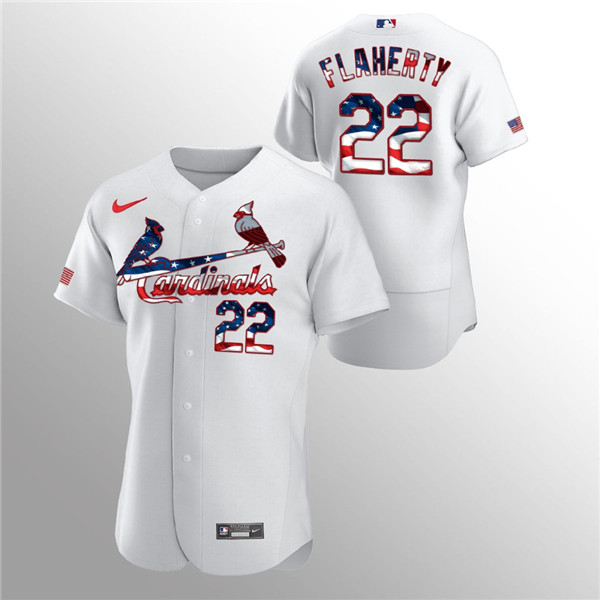 Men's St. Louis Cardinals White #22 Jack Flaherty 2020 Stars & Stripes Flex Base Stitched MLB Jersey