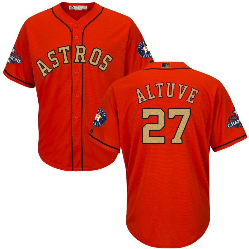 Men's Houston Astros #27 Jose Altuve Orange 2018 Gold Program Cool Base Stitched MLB Jersey